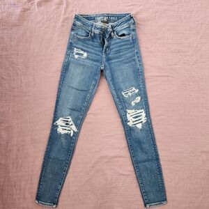 American Eagle Outfitters Ripped Blue Skinny Jeans